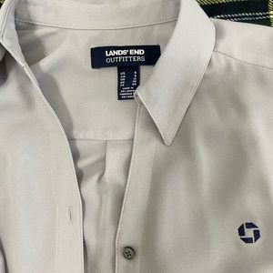 Lands End Chase Bank Women’s Light Grey Blouse